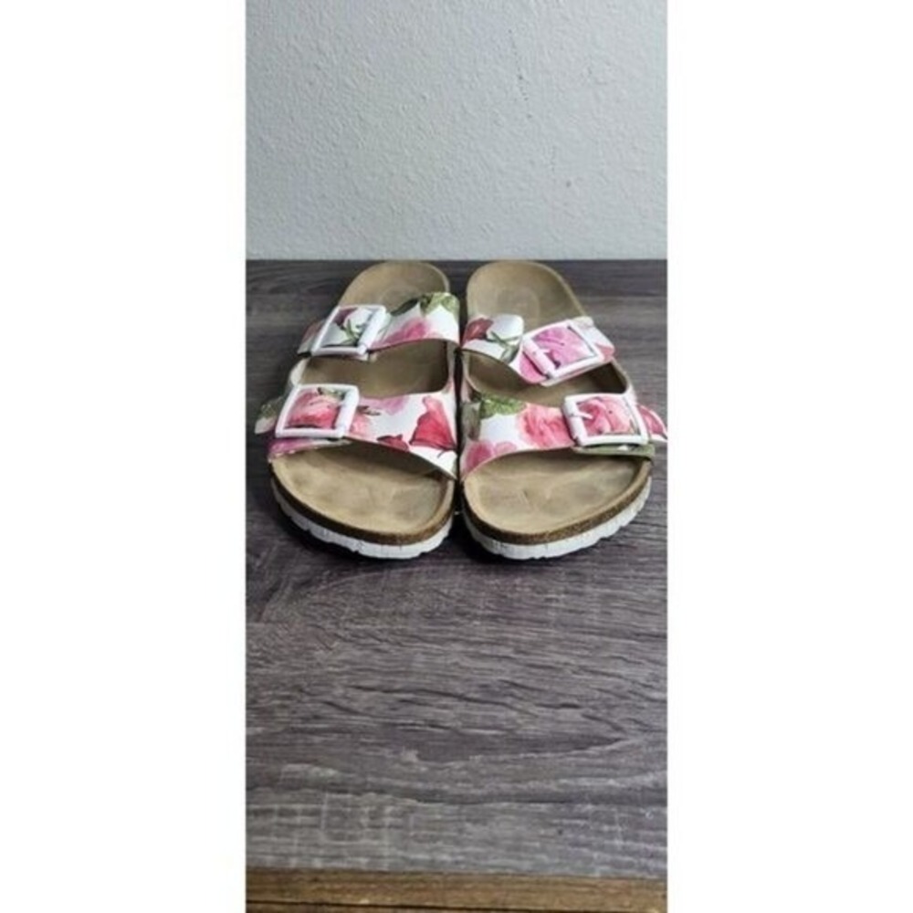 Canyon River Blues Louise Floral Sandals Pink Rose Double Strap Slides Womens 9M